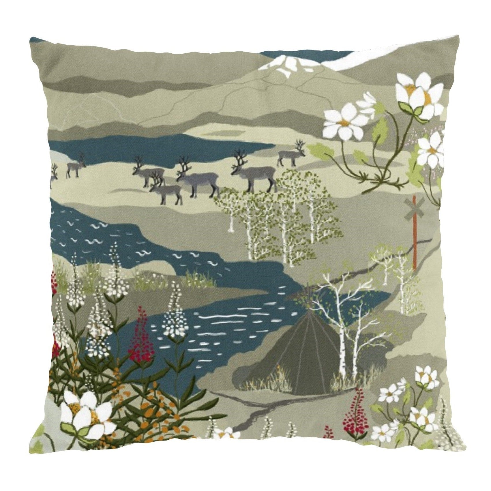 Fjällvandring Kuddfodral 47x47 cm-Kuddfodral-Arvidssons Textil-Beige/Blå-peaceofhome.se