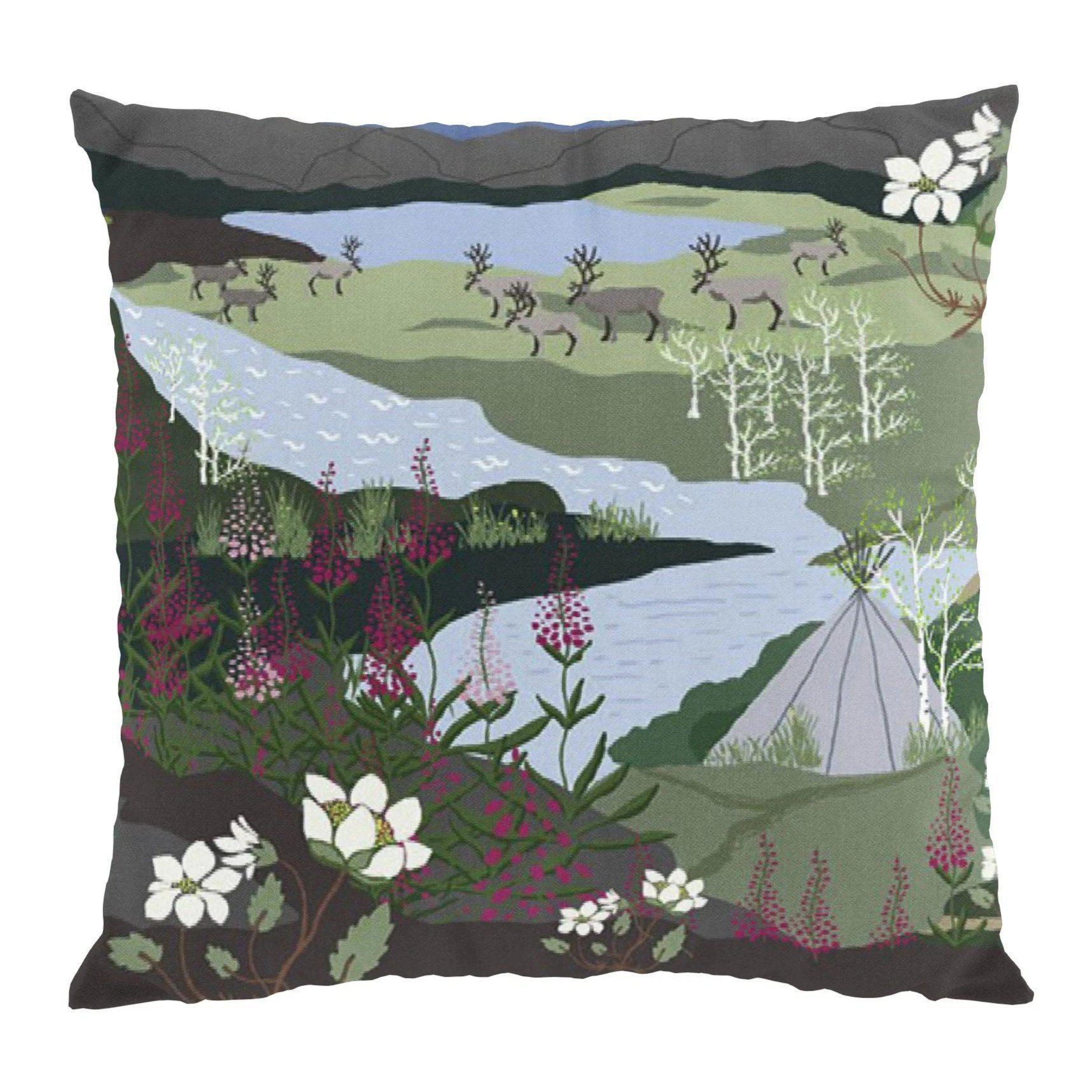 Fjällvandring Kuddfodral 47x47 cm-Kuddfodral-Arvidssons Textil-Grön/Blå-peaceofhome.se