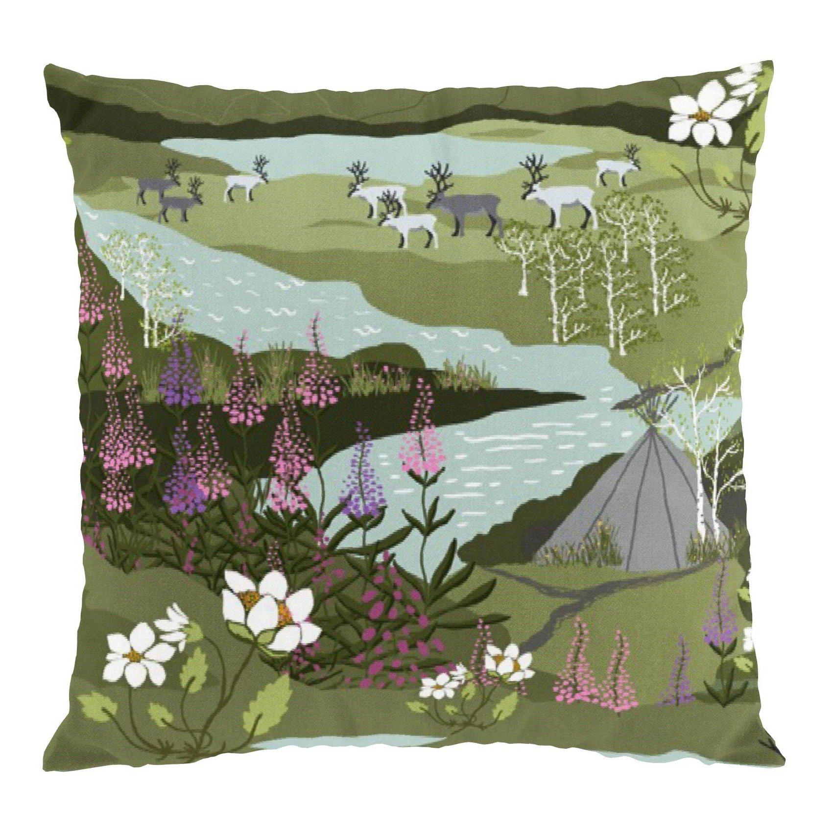 Fjällvandring Kuddfodral 47x47 cm-Kuddfodral-Arvidssons Textil-Grön/Turkos-peaceofhome.se