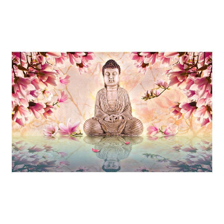 Fototapet - Buddha and magnolia-Fototapet-Artgeist-peaceofhome.se