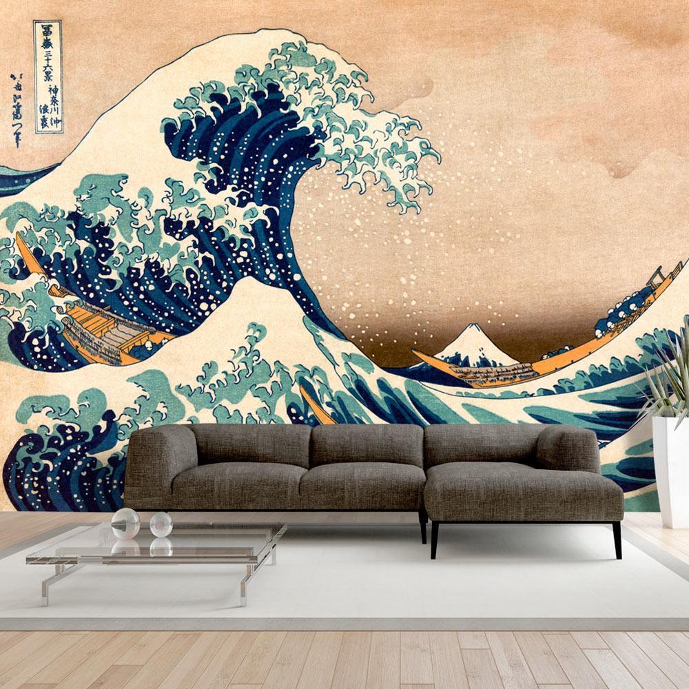 Fototapet - Hokusai: The Great Wave off Kanagawa (Reproduction)-Fototapet-Artgeist-100x70-peaceofhome.se