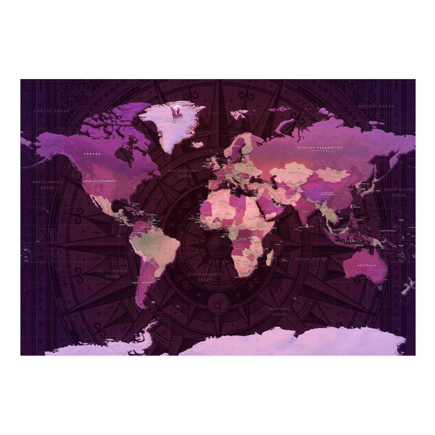 Fototapet - Purple World Map-Fototapet-Artgeist-peaceofhome.se