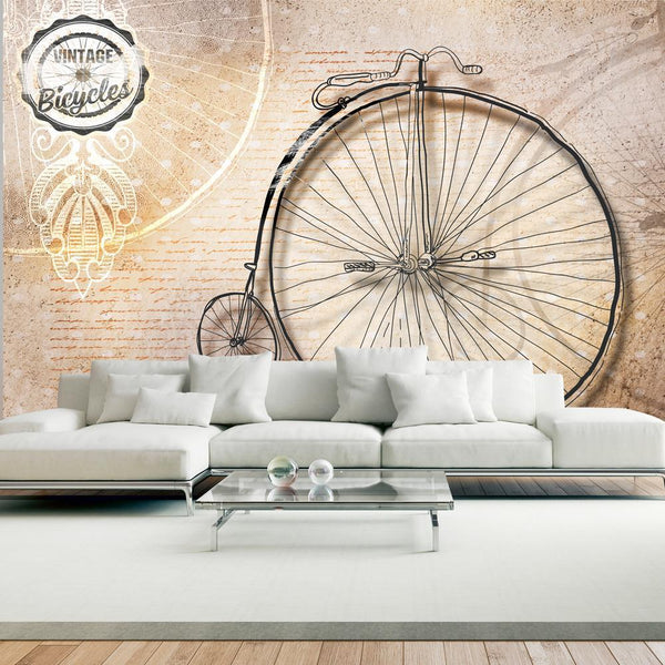 Fototapet - Vintage bicycles - sepia-Fototapet-Artgeist-100x70-peaceofhome.se