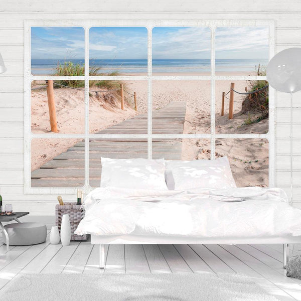 Fototapet - Window & beach-Fototapet-Artgeist-100x70-peaceofhome.se