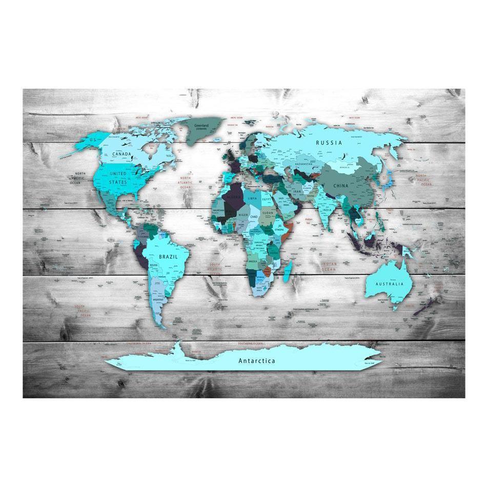 Fototapet - World Map: Blue Continents-Fototapet-Artgeist-peaceofhome.se