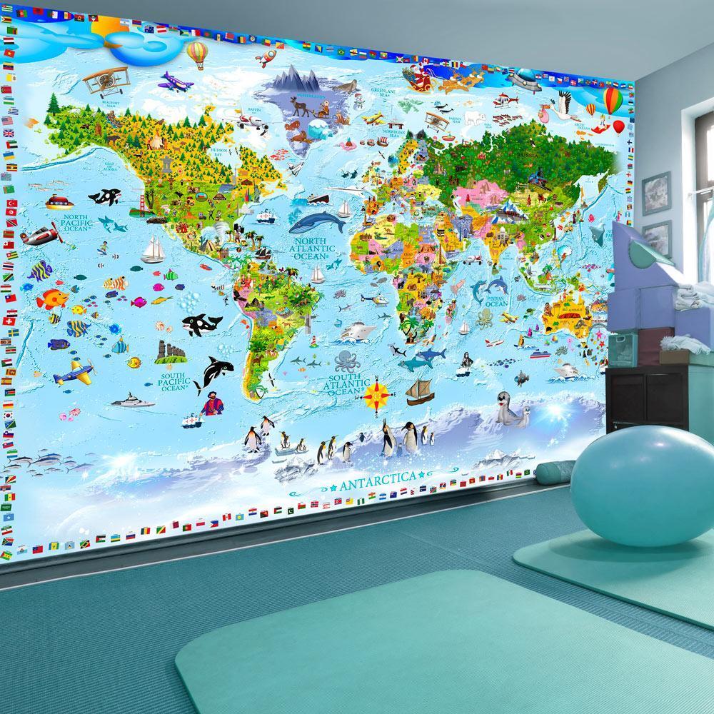 Fototapet - World Map for Kids-Fototapet-Artgeist-100x70-peaceofhome.se