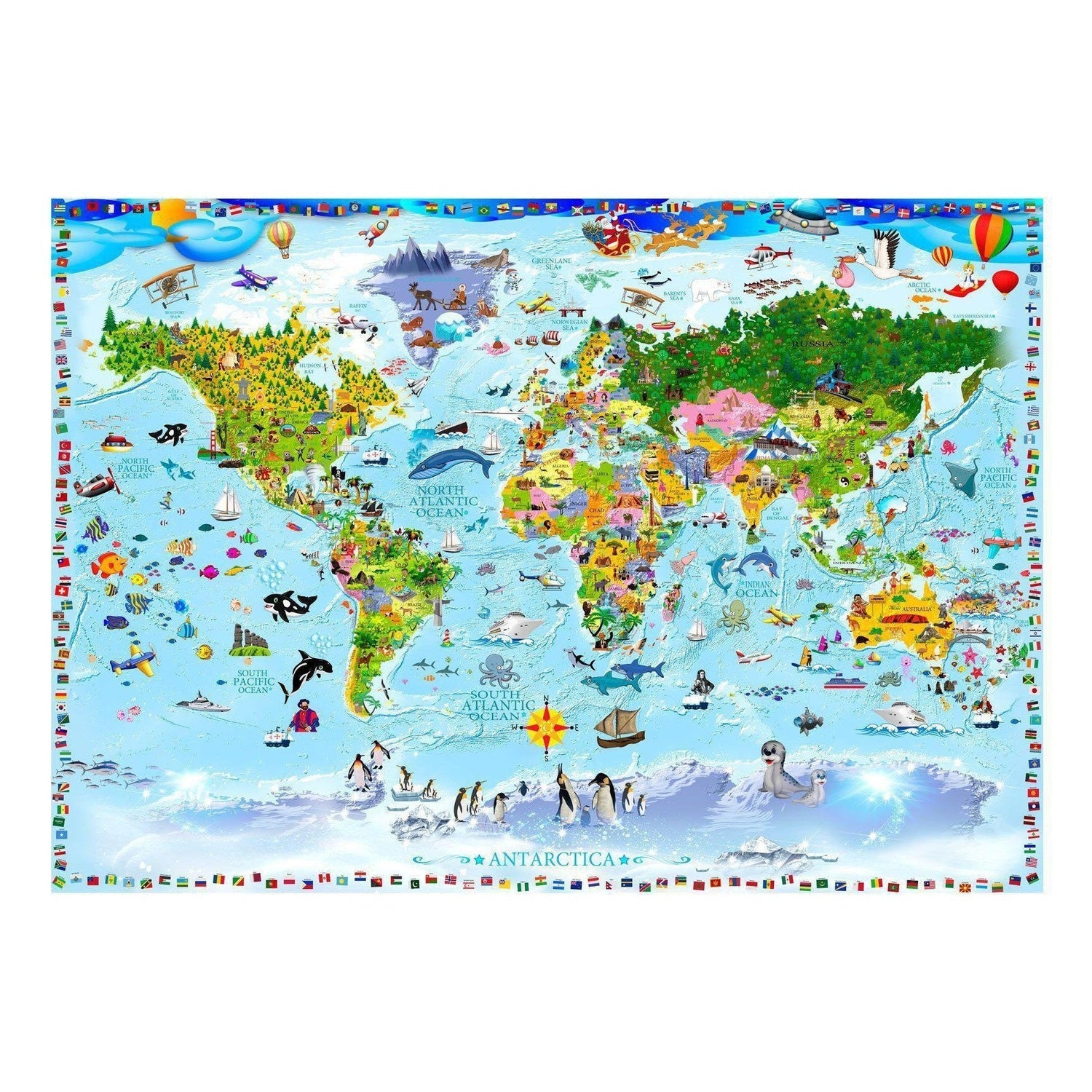 Fototapet - World Map for Kids-Fototapet-Artgeist-peaceofhome.se