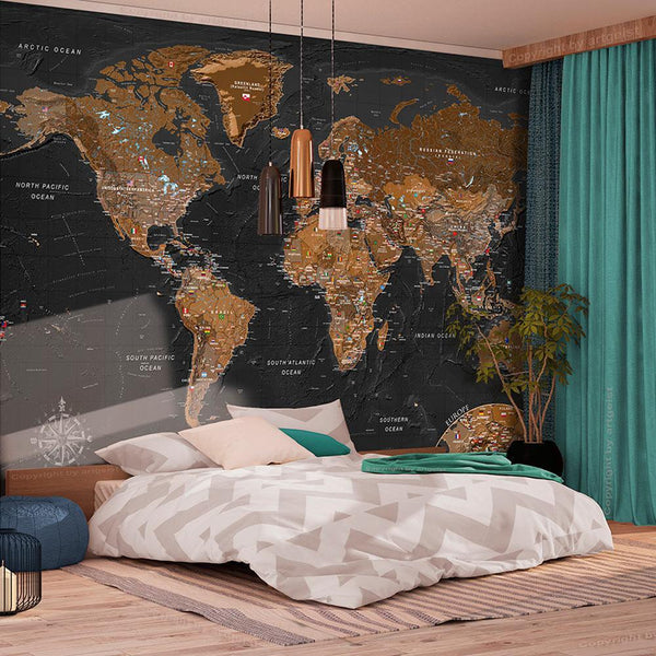 Fototapet - World: Stylish Map-Fototapet-Artgeist-100x70-peaceofhome.se