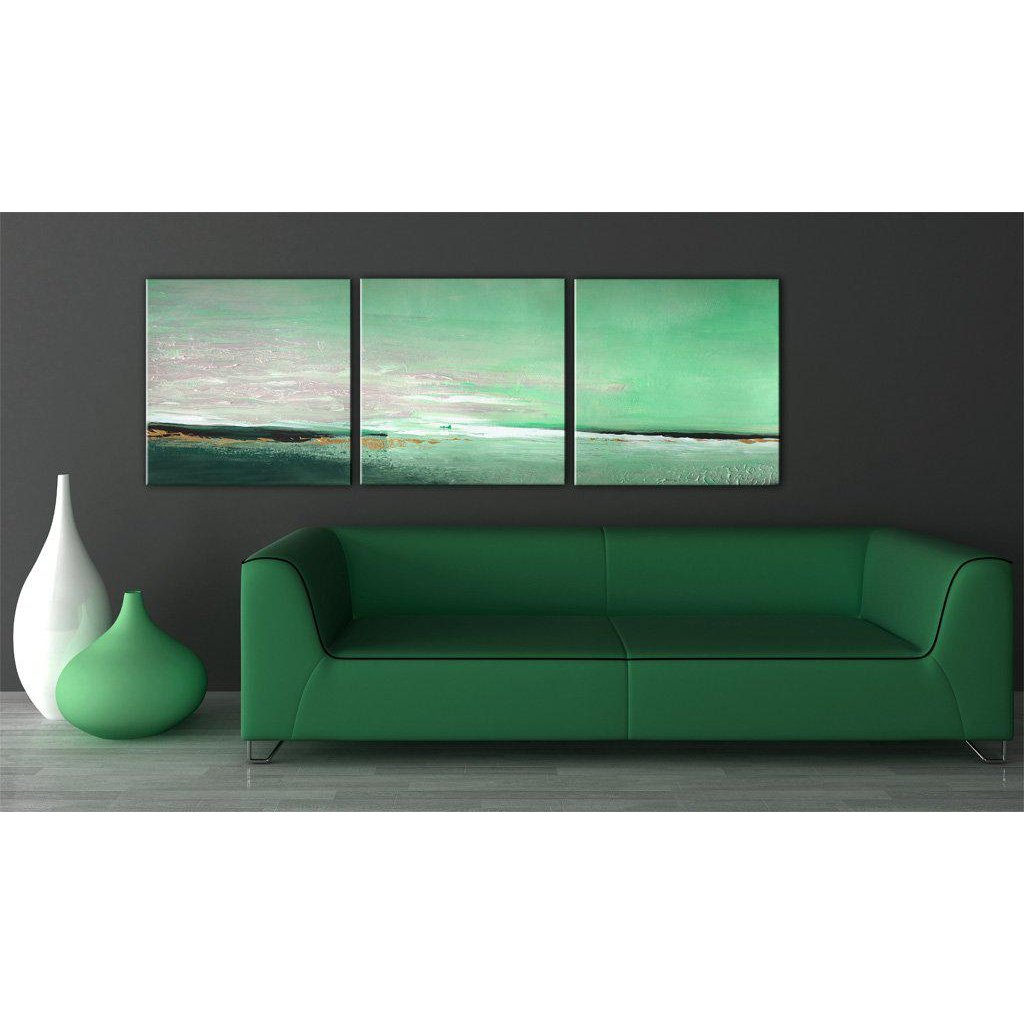 Handmålad tavla - Sea-grön kust-Tavla Handmålad-Artgeist-150x50 cm-peaceofhome.se