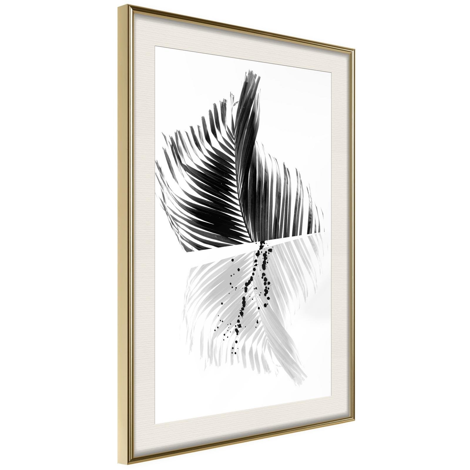 Inramad Poster / Tavla - Abstract Feather-Poster Inramad-Artgeist-20x30-Guldram med passepartout-peaceofhome.se