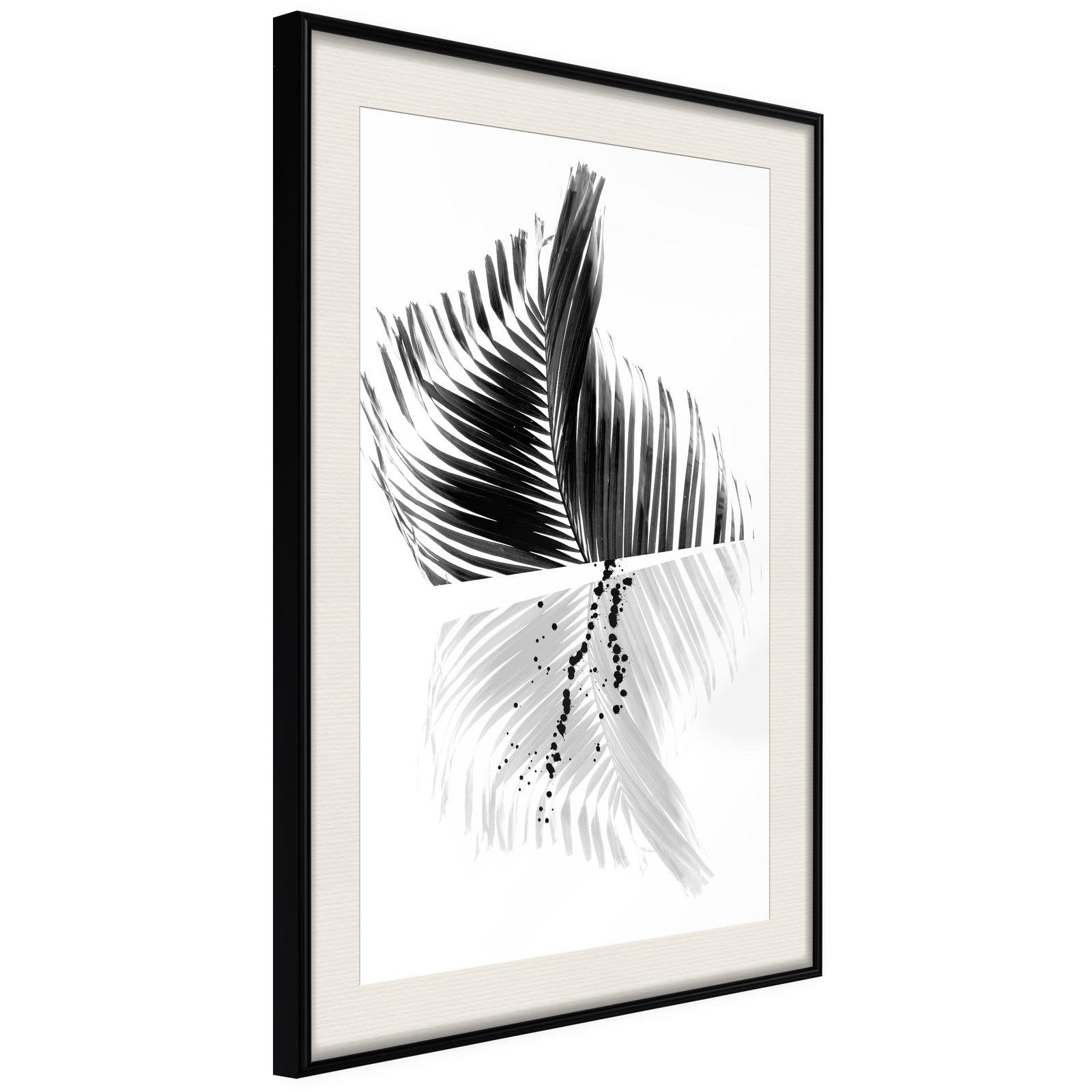 Inramad Poster / Tavla - Abstract Feather-Poster Inramad-Artgeist-20x30-Svart ram med passepartout-peaceofhome.se