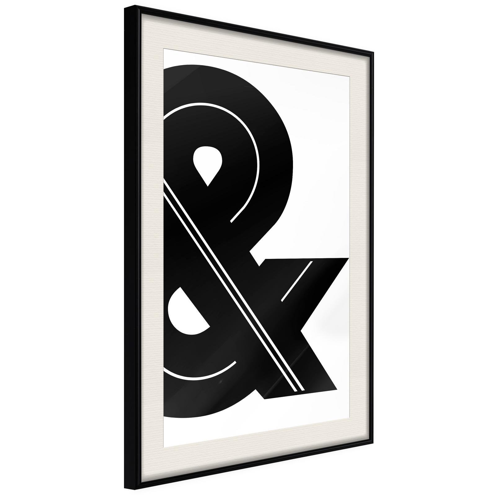 Inramad Poster / Tavla - Ampersand (Black and White)-Poster Inramad-Artgeist-20x30-Svart ram med passepartout-peaceofhome.se