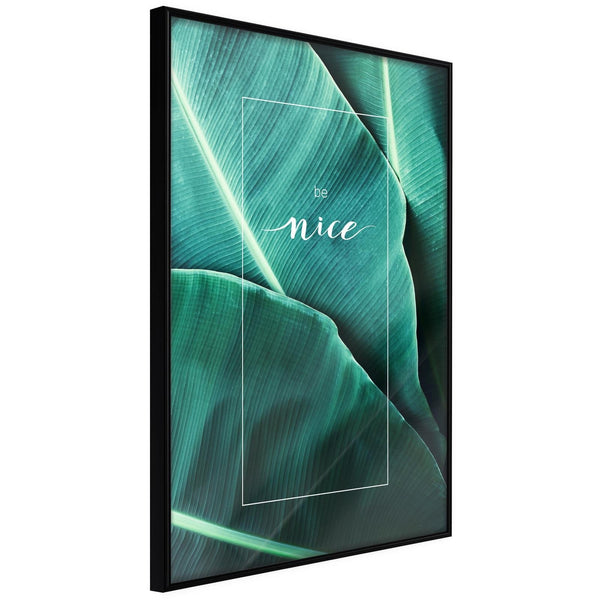 Inramad Poster / Tavla - Banana Leaves with a Message (Green)-Poster Inramad-Artgeist-20x30-Svart ram-peaceofhome.se