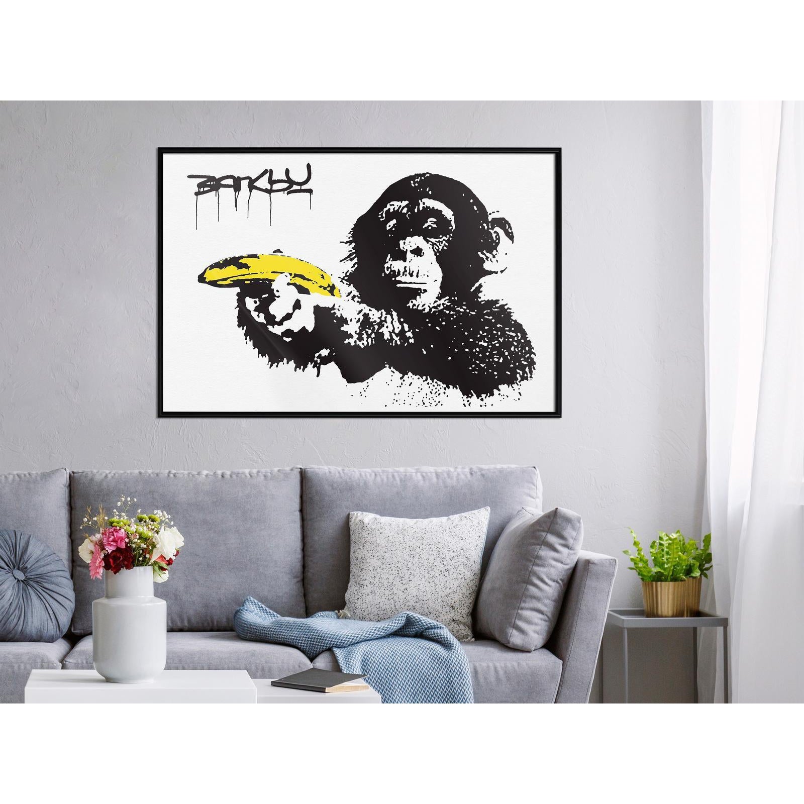 Inramad Poster / Tavla - Banksy: Banana Gun I-Poster Inramad-Artgeist-peaceofhome.se