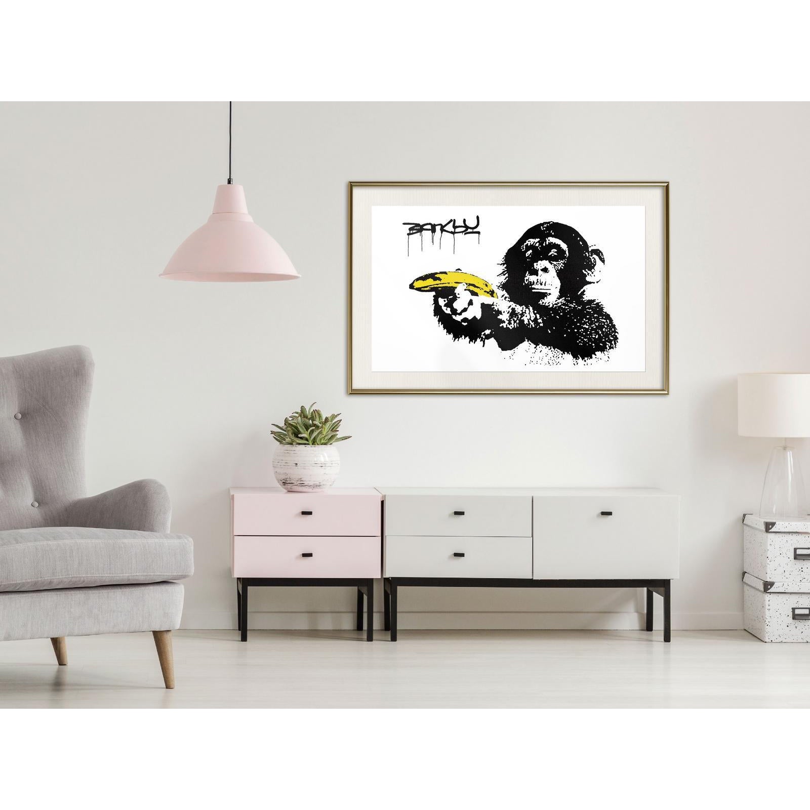 Inramad Poster / Tavla - Banksy: Banana Gun II-Poster Inramad-Artgeist-peaceofhome.se