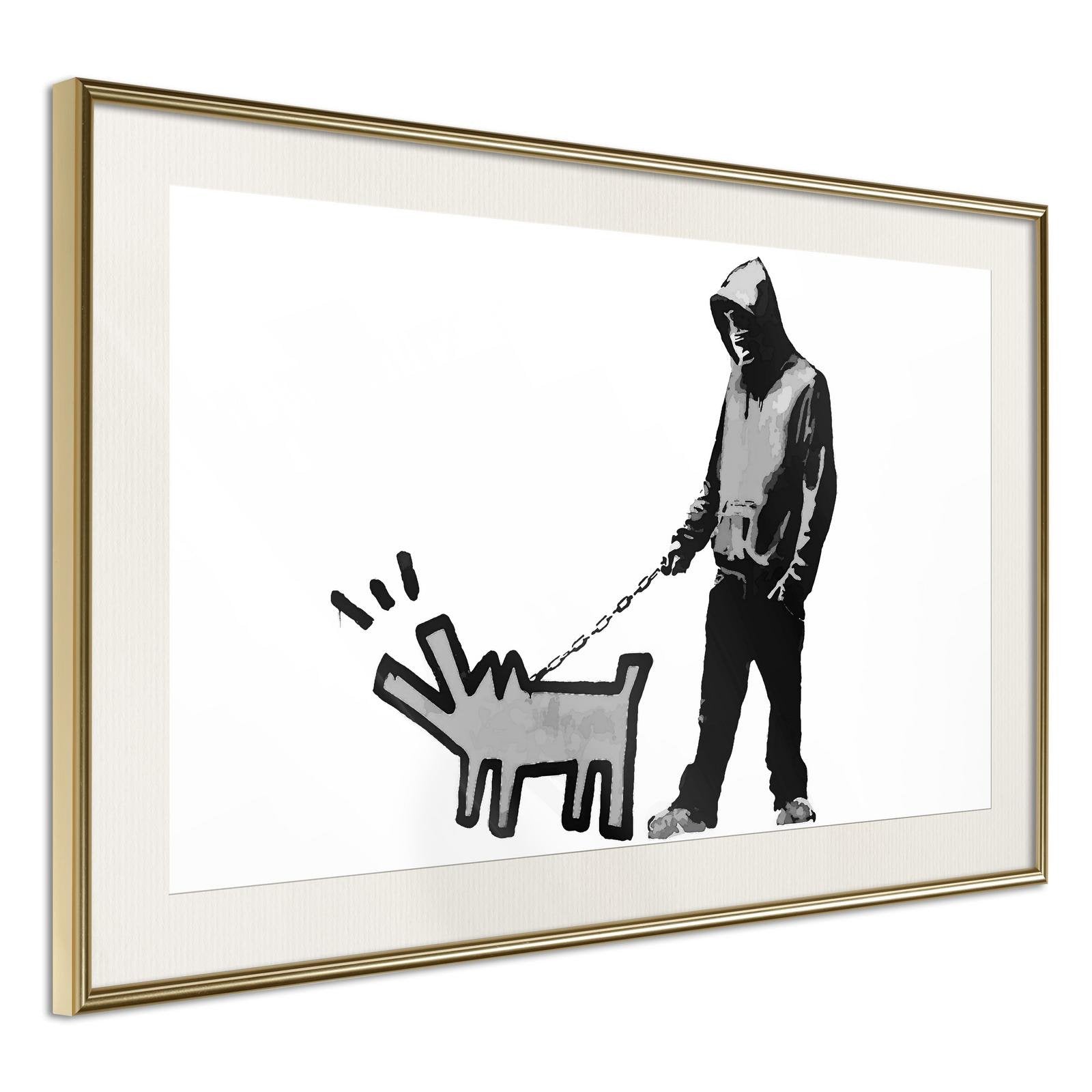Inramad Poster / Tavla - Banksy: Choose Your Weapon-Poster Inramad-Artgeist-30x20-Guldram med passepartout-peaceofhome.se