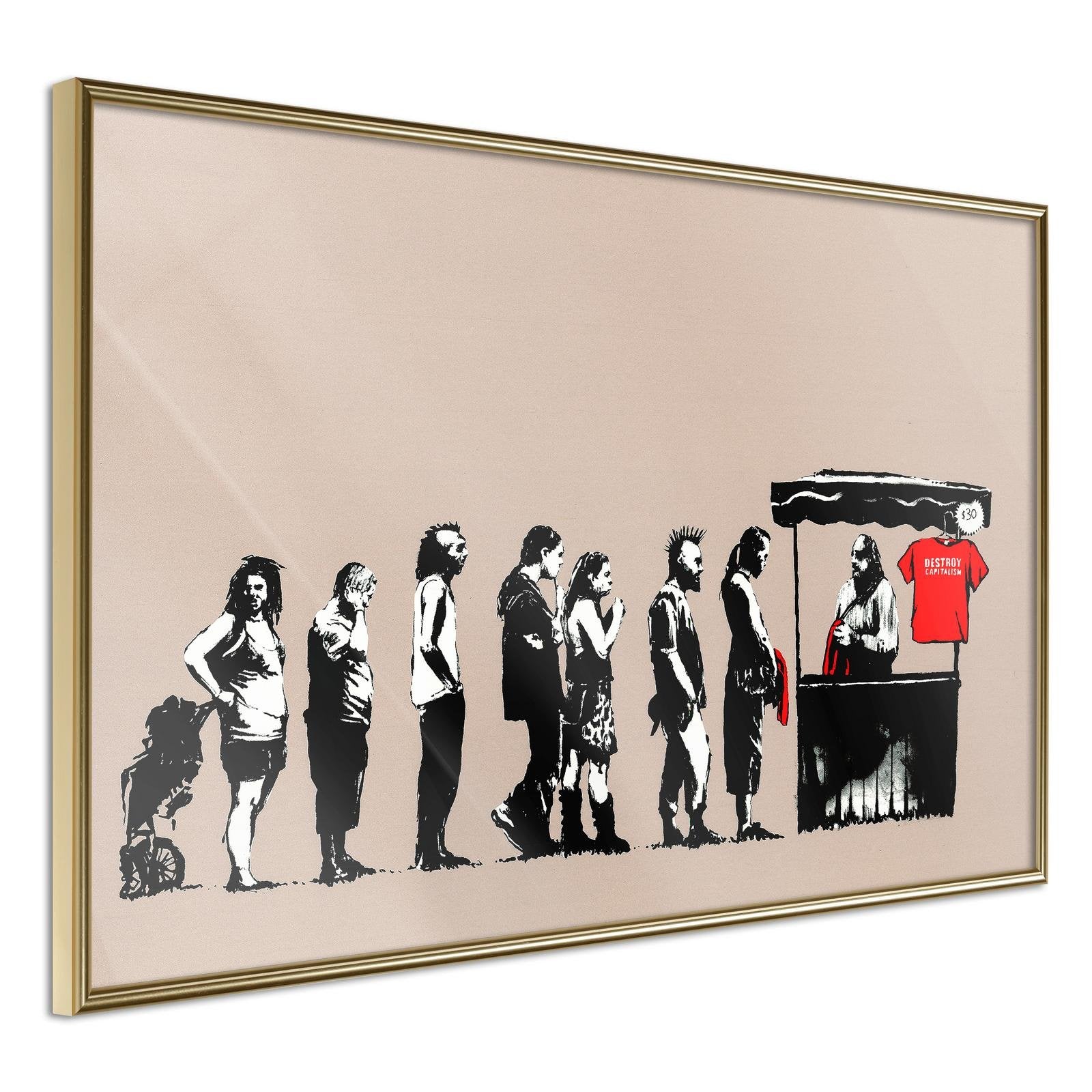 Inramad Poster / Tavla - Banksy: Festival-Poster Inramad-Artgeist-30x20-Guldram-peaceofhome.se