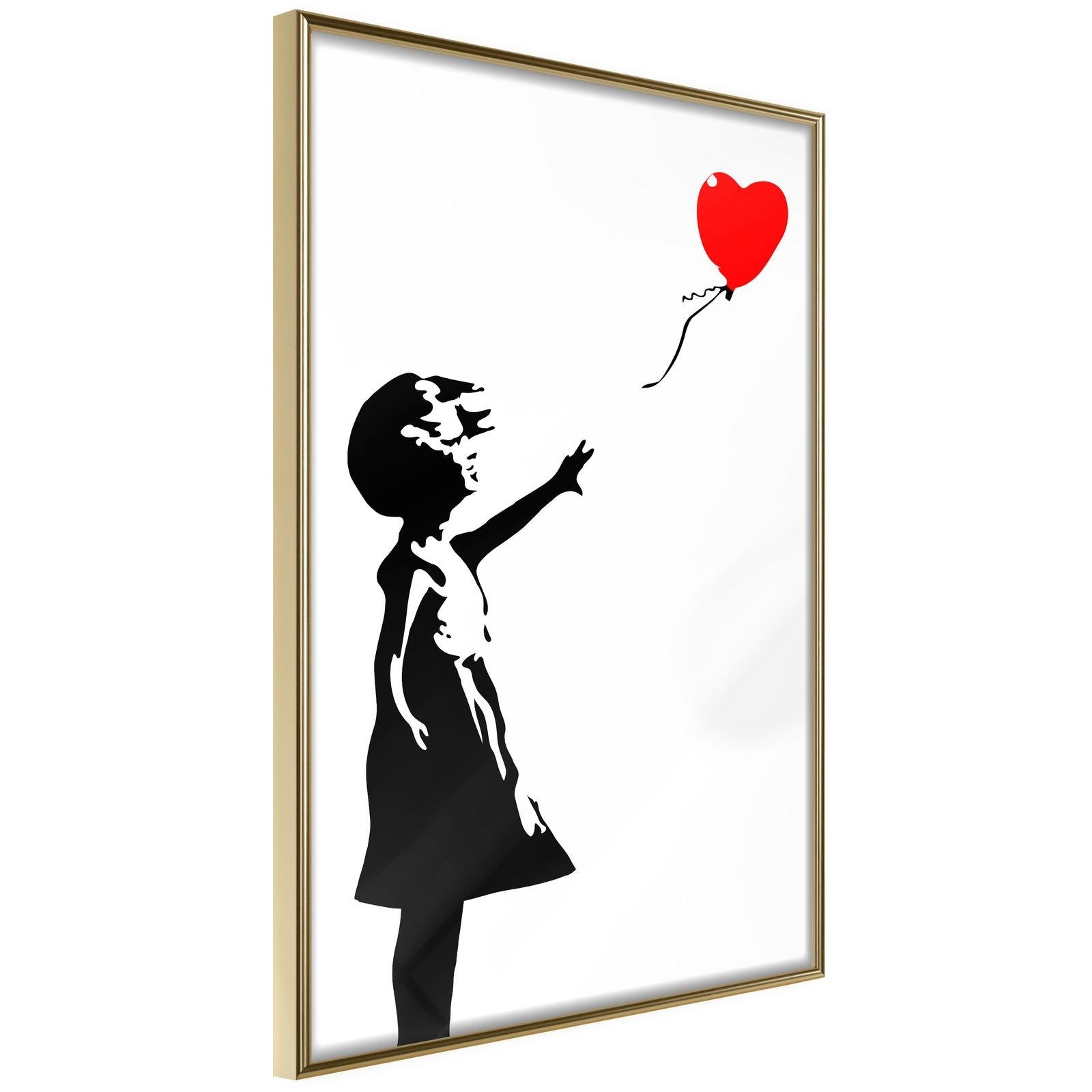 Inramad Poster / Tavla - Banksy: Girl with Balloon I-Poster Inramad-Artgeist-20x30-Guldram-peaceofhome.se