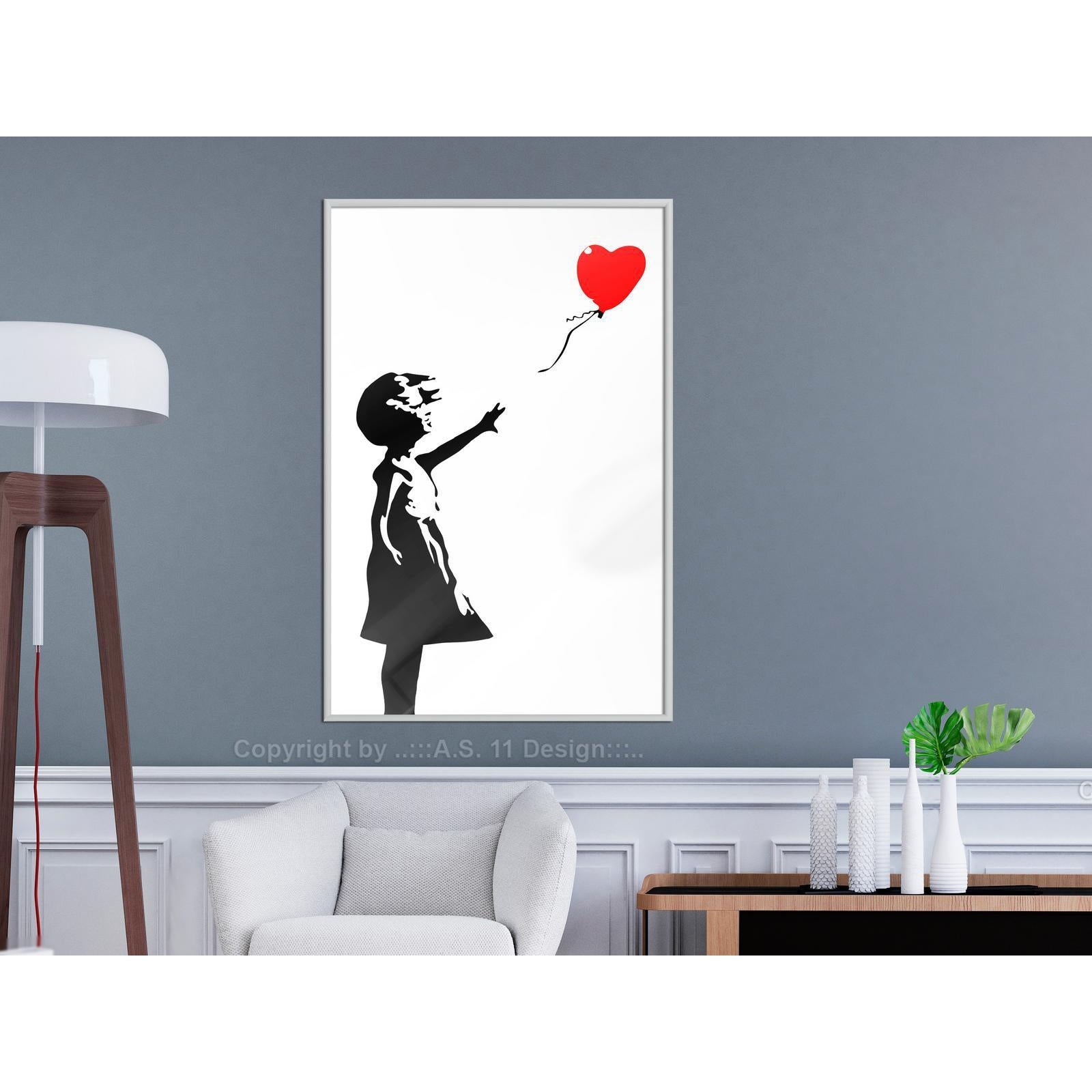 Inramad Poster / Tavla - Banksy: Girl with Balloon I-Poster Inramad-Artgeist-peaceofhome.se