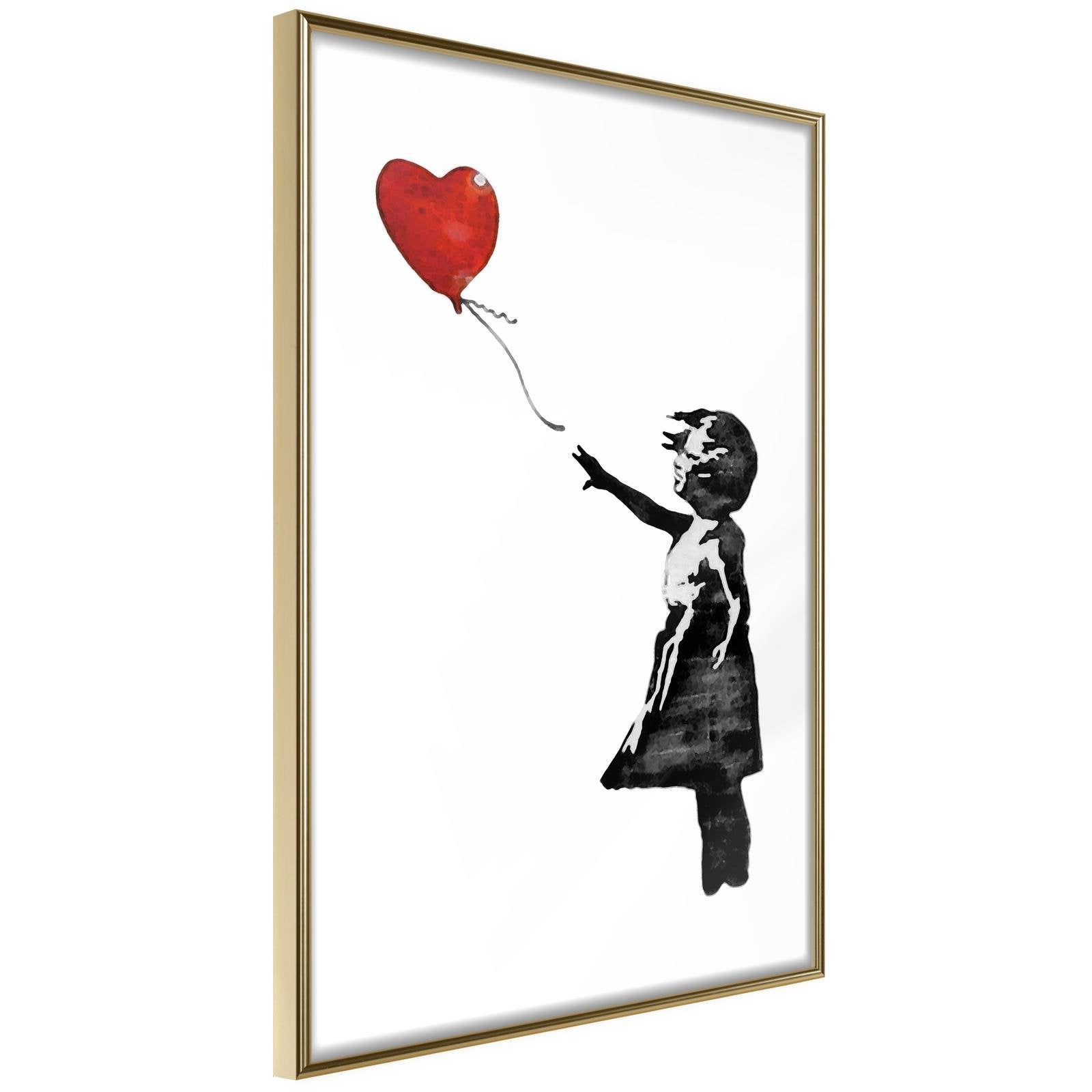 Inramad Poster / Tavla - Banksy: Girl with Balloon II-Poster Inramad-Artgeist-20x30-Guldram-peaceofhome.se