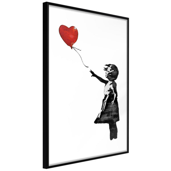 Inramad Poster / Tavla - Banksy: Girl with Balloon II-Poster Inramad-Artgeist-20x30-Svart ram-peaceofhome.se