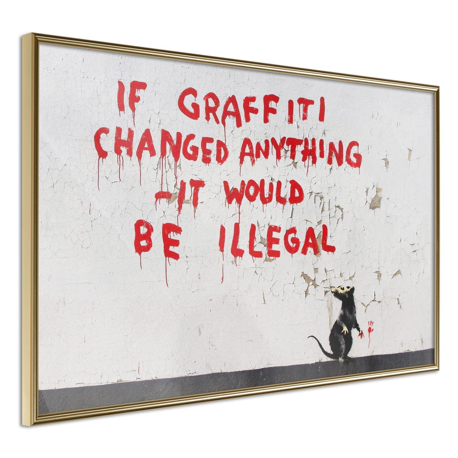 Inramad Poster / Tavla - Banksy: If Graffiti Changed Anything-Poster Inramad-Artgeist-30x20-Guldram-peaceofhome.se