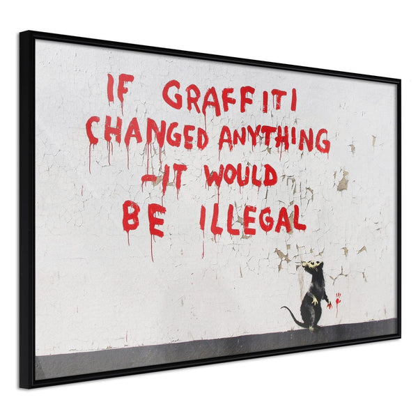 Inramad Poster / Tavla - Banksy: If Graffiti Changed Anything-Poster Inramad-Artgeist-30x20-Svart ram-peaceofhome.se