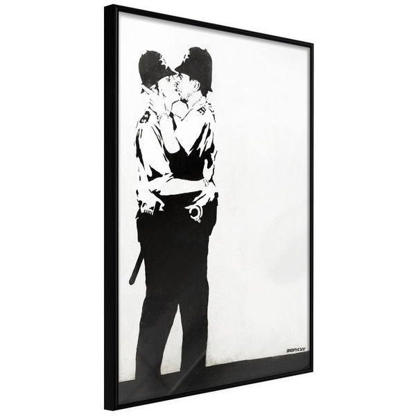 Inramad Poster / Tavla - Banksy: Kissing Coppers II-Poster Inramad-Artgeist-20x30-Svart ram-peaceofhome.se
