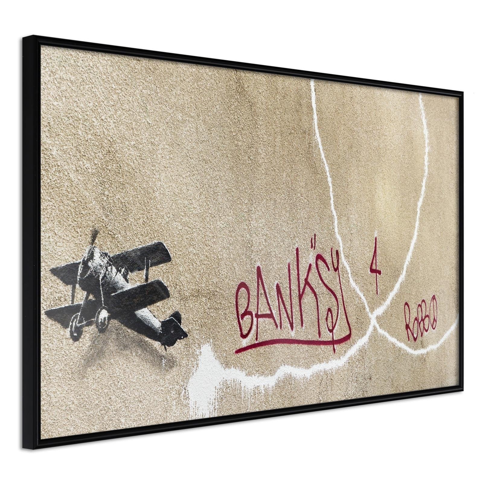 Inramad Poster / Tavla - Banksy: Love Plane-Poster Inramad-Artgeist-30x20-Svart ram-peaceofhome.se