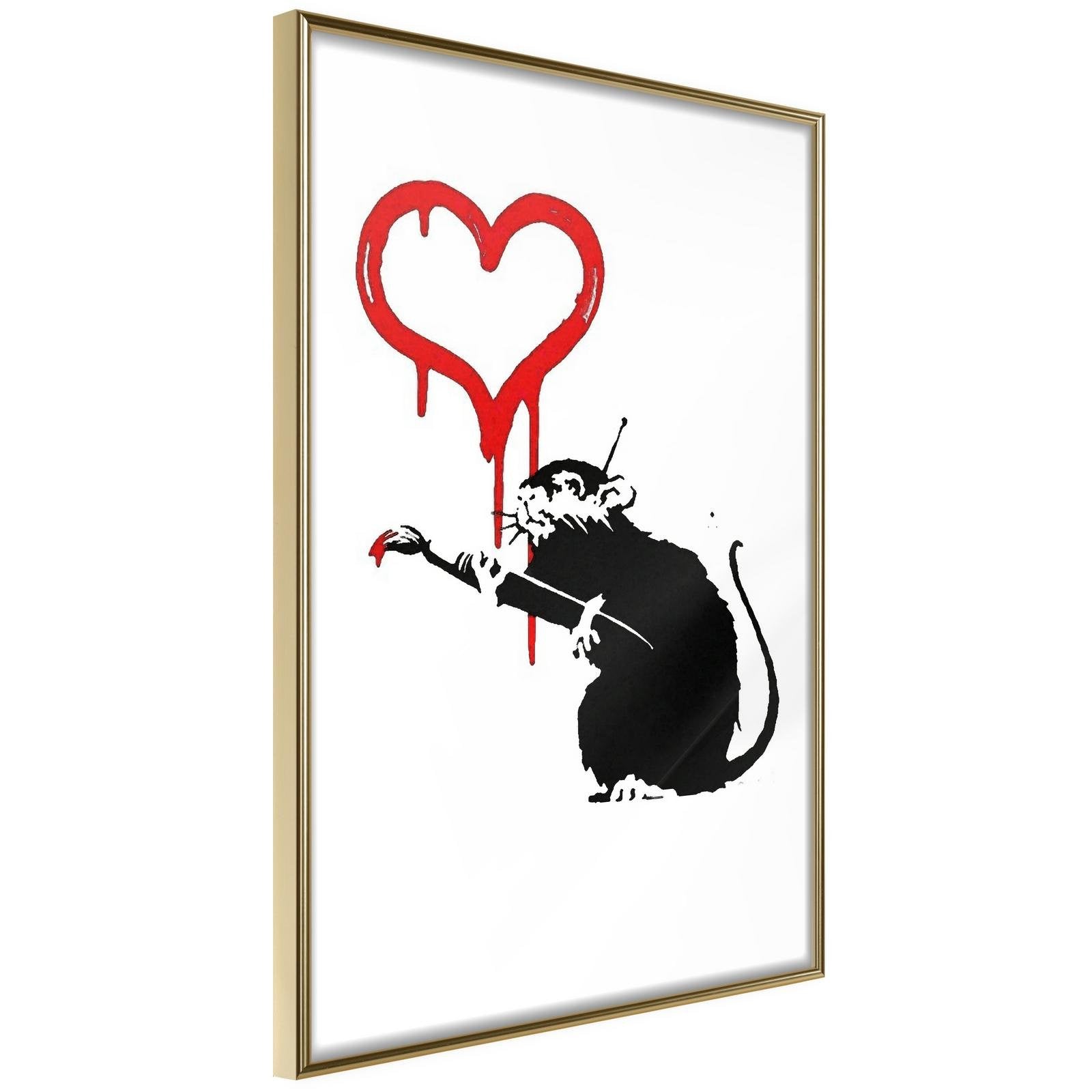 Inramad Poster / Tavla - Banksy: Love Rat-Poster Inramad-Artgeist-20x30-Guldram-peaceofhome.se