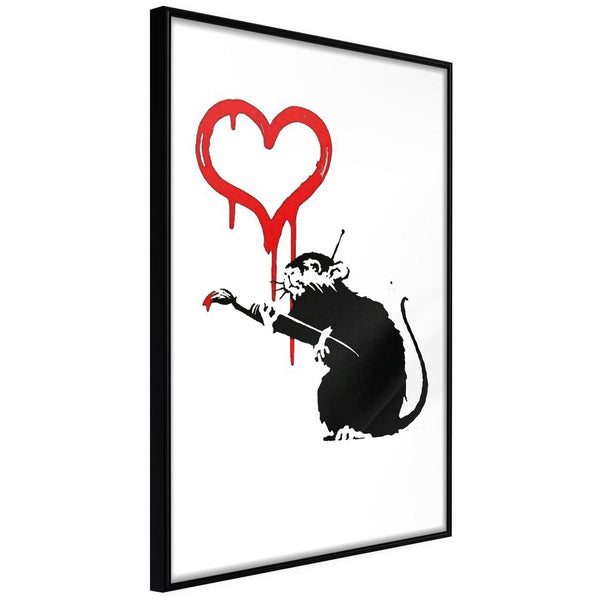 Inramad Poster / Tavla - Banksy: Love Rat-Poster Inramad-Artgeist-20x30-Svart ram-peaceofhome.se