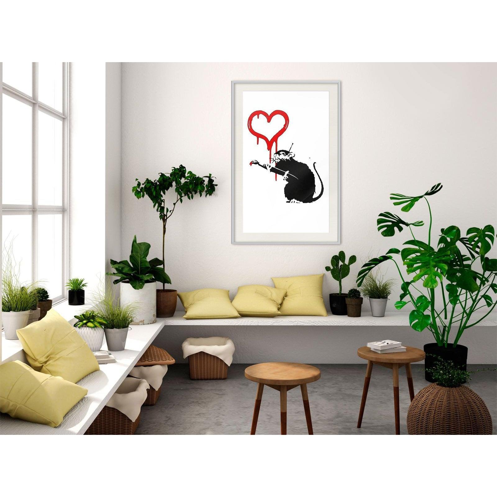 Inramad Poster / Tavla - Banksy: Love Rat-Poster Inramad-Artgeist-peaceofhome.se