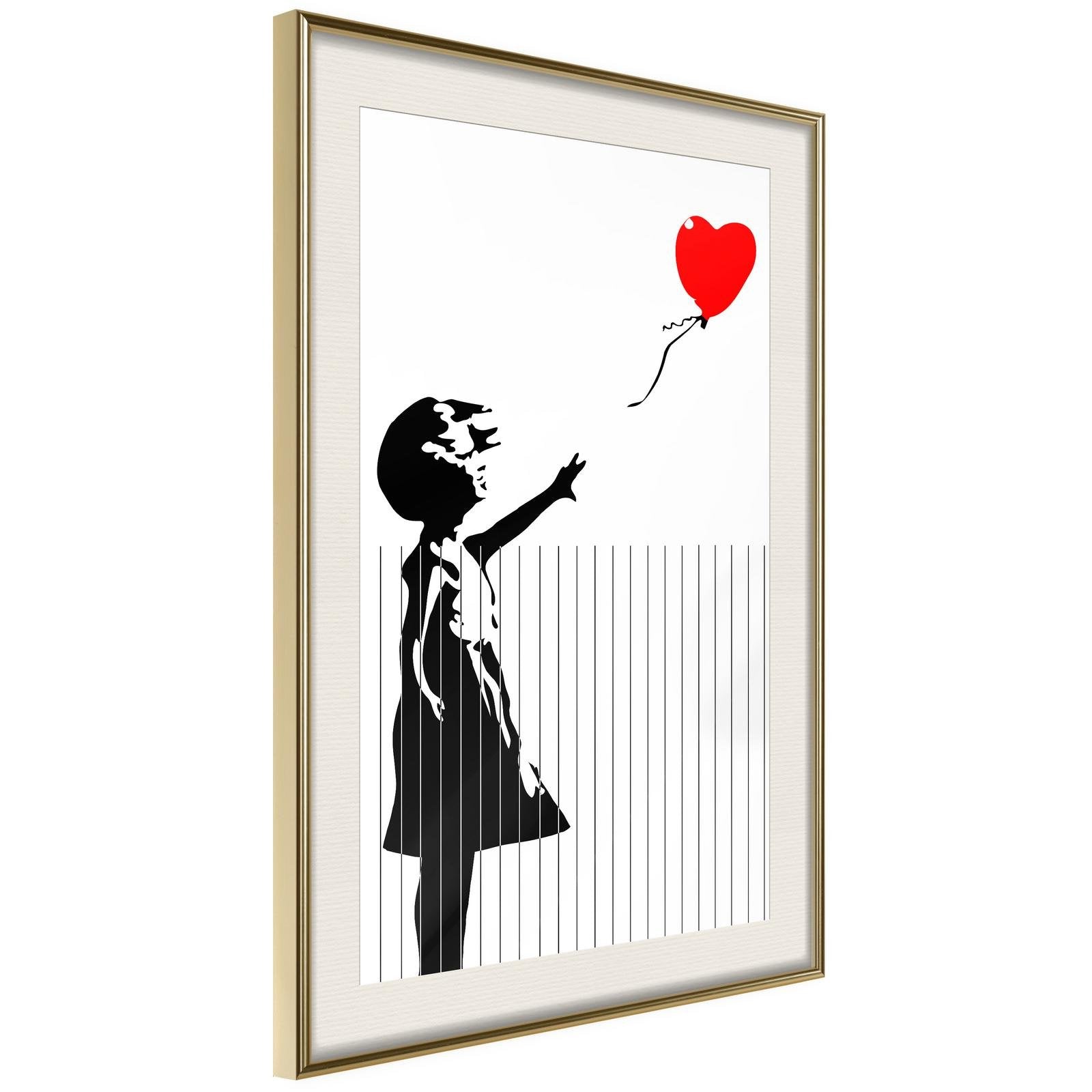 Inramad Poster / Tavla - Banksy: Love is in the Bin-Poster Inramad-Artgeist-20x30-Guldram med passepartout-peaceofhome.se