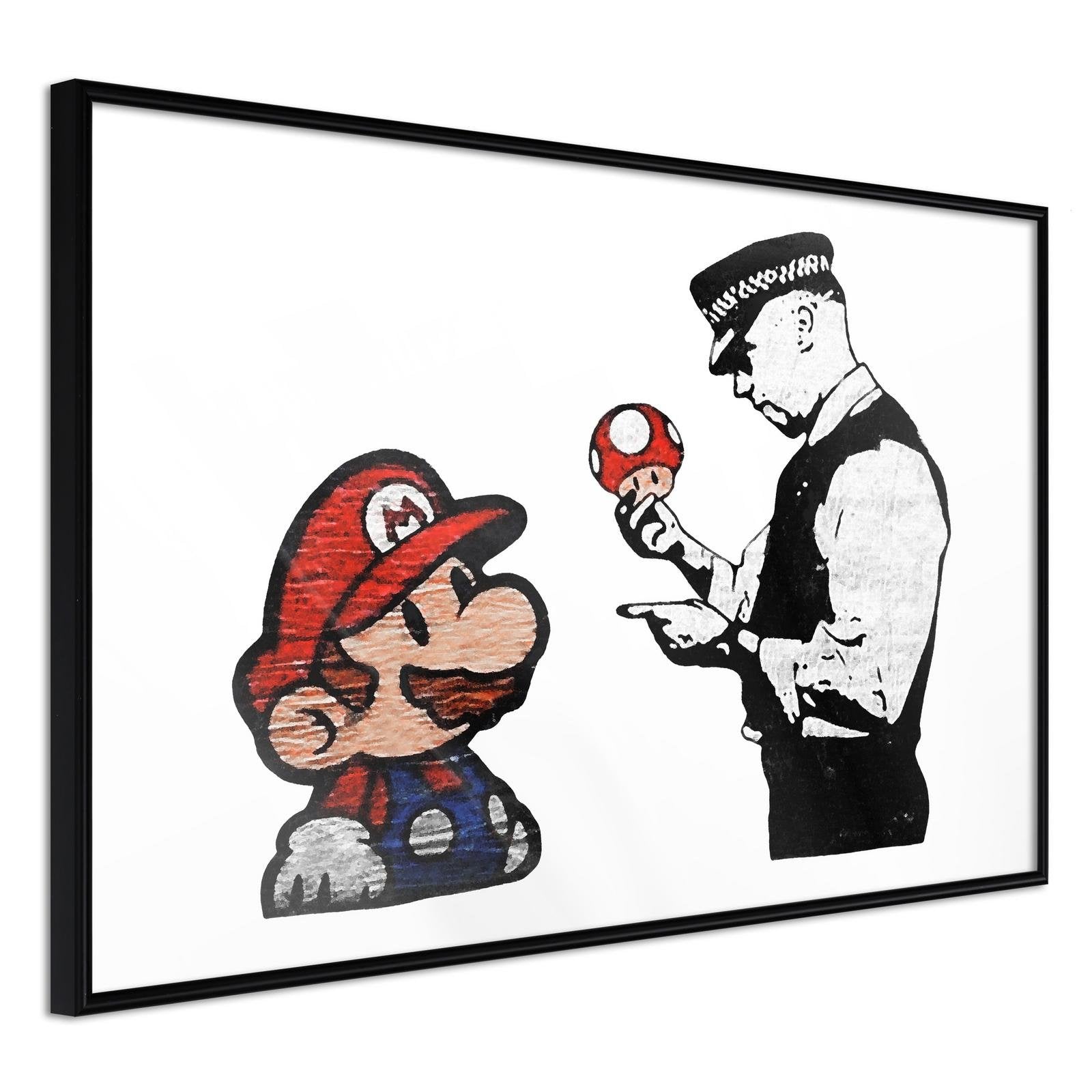 Inramad Poster / Tavla - Banksy: Mario and Copper-Poster Inramad-Artgeist-30x20-Svart ram-peaceofhome.se