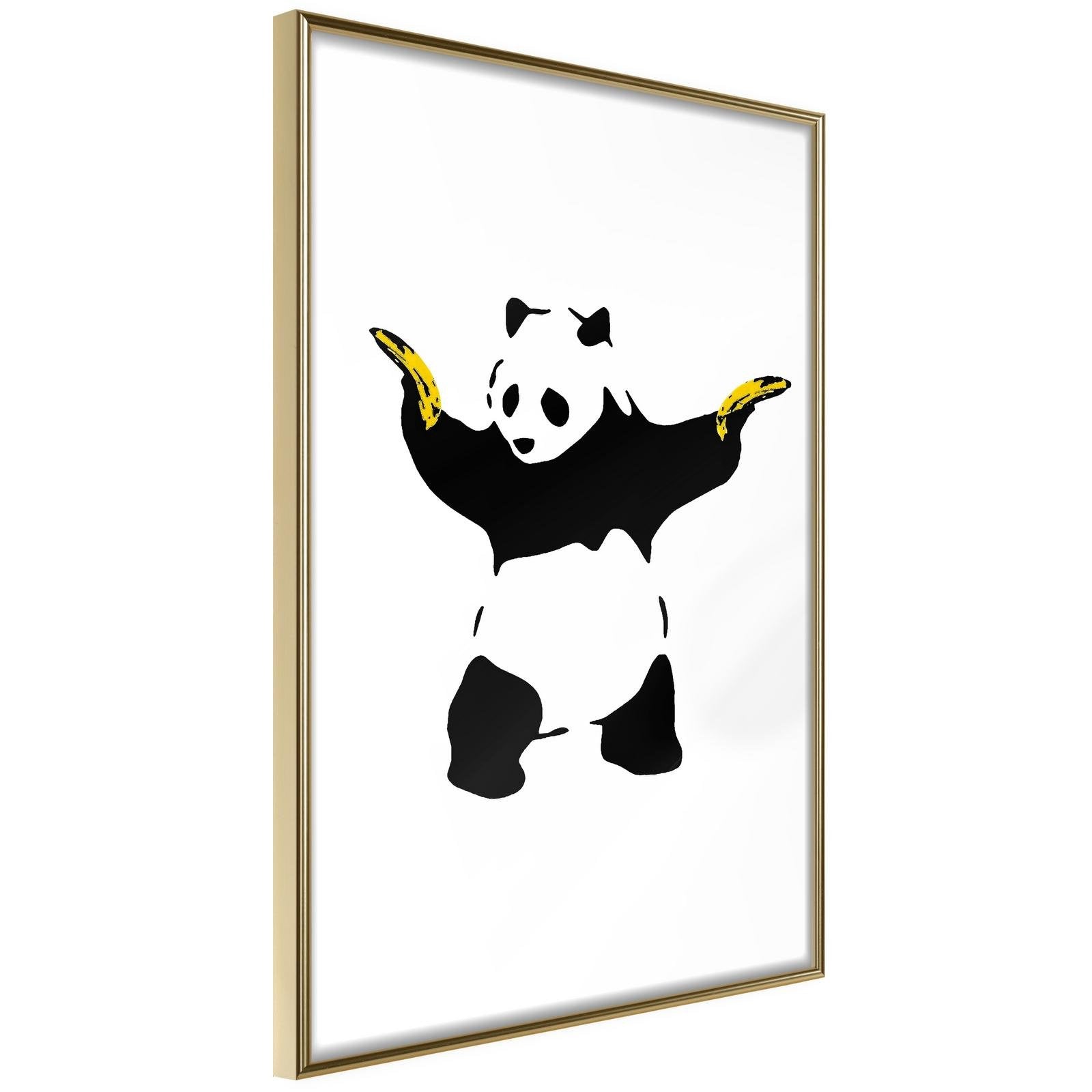 Inramad Poster / Tavla - Banksy: Panda With Guns-Poster Inramad-Artgeist-20x30-Guldram-peaceofhome.se