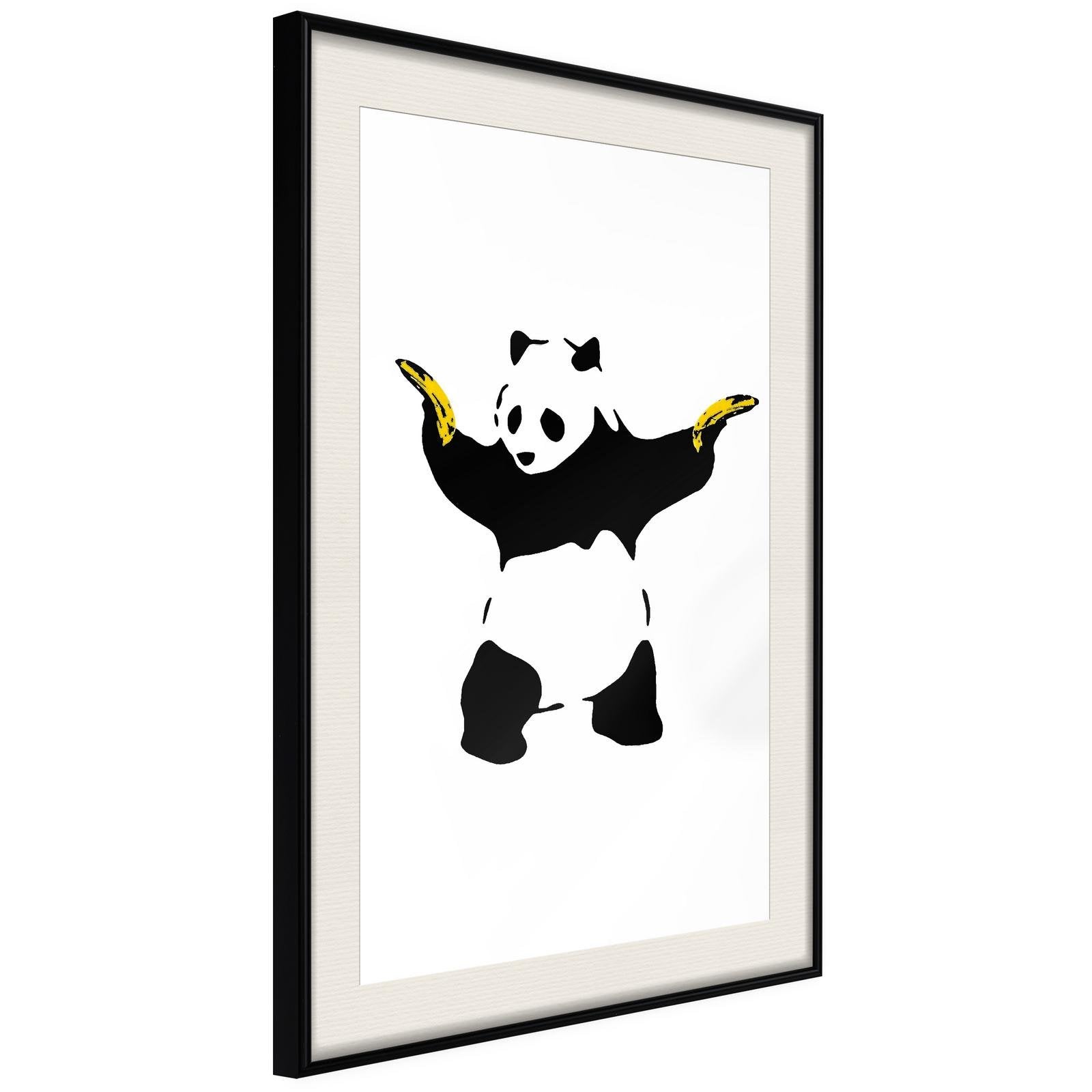 Inramad Poster / Tavla - Banksy: Panda With Guns-Poster Inramad-Artgeist-20x30-Svart ram med passepartout-peaceofhome.se
