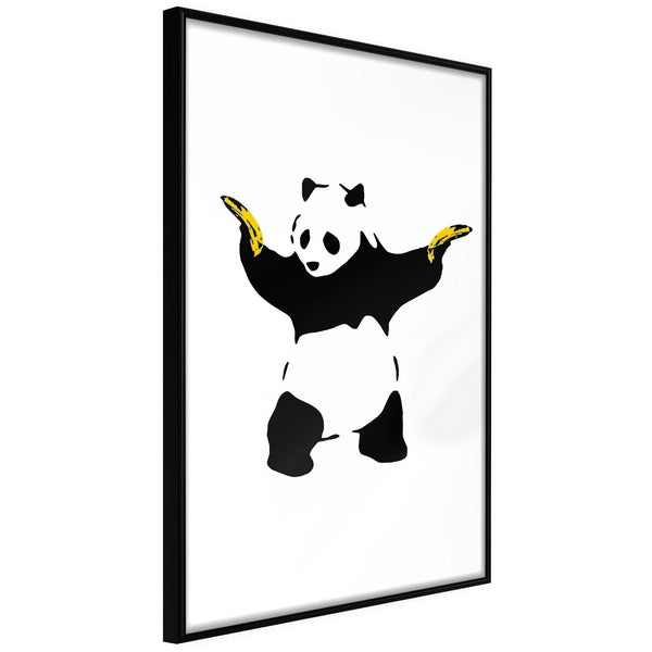 Inramad Poster / Tavla - Banksy: Panda With Guns-Poster Inramad-Artgeist-20x30-Svart ram-peaceofhome.se