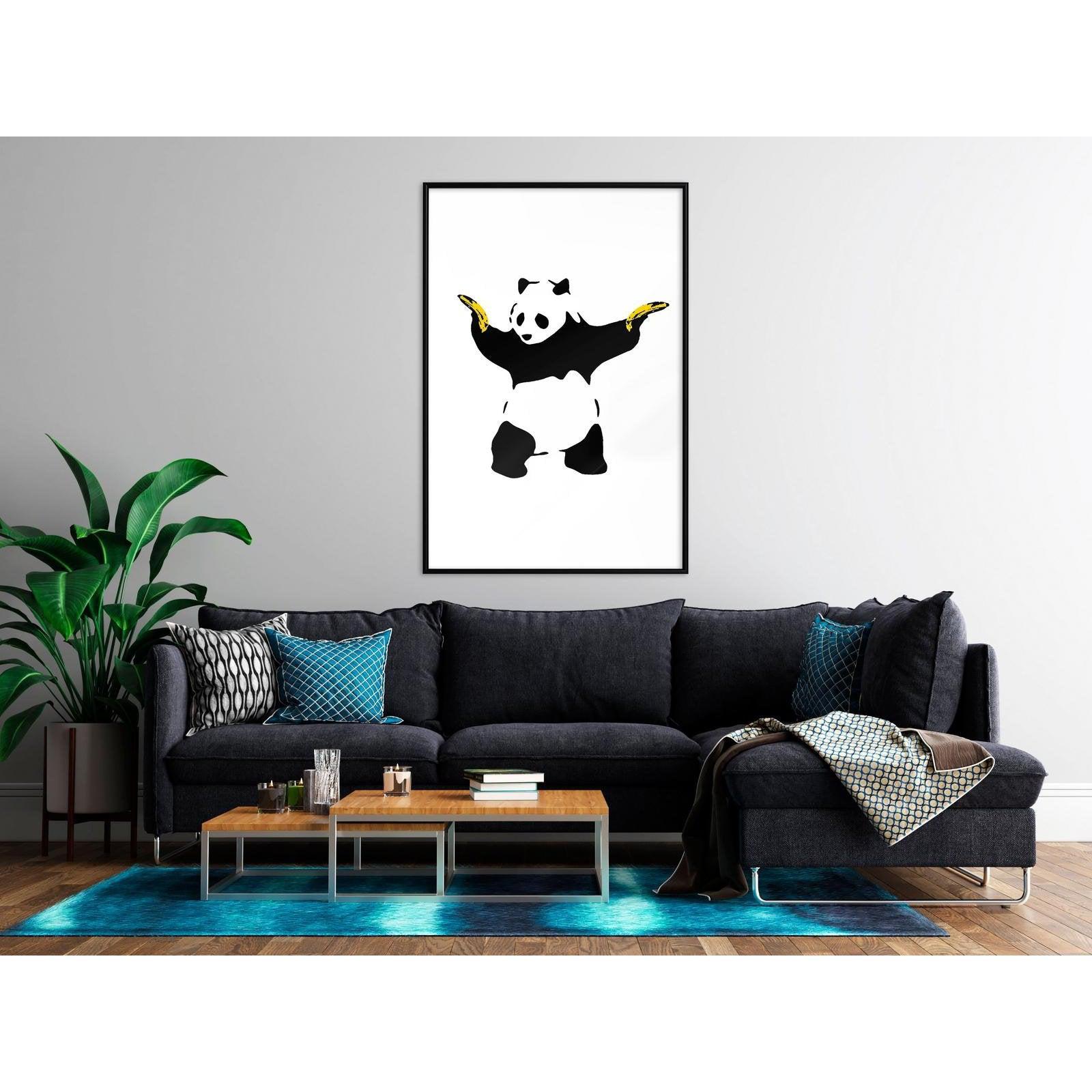 Inramad Poster / Tavla - Banksy: Panda With Guns-Poster Inramad-Artgeist-peaceofhome.se