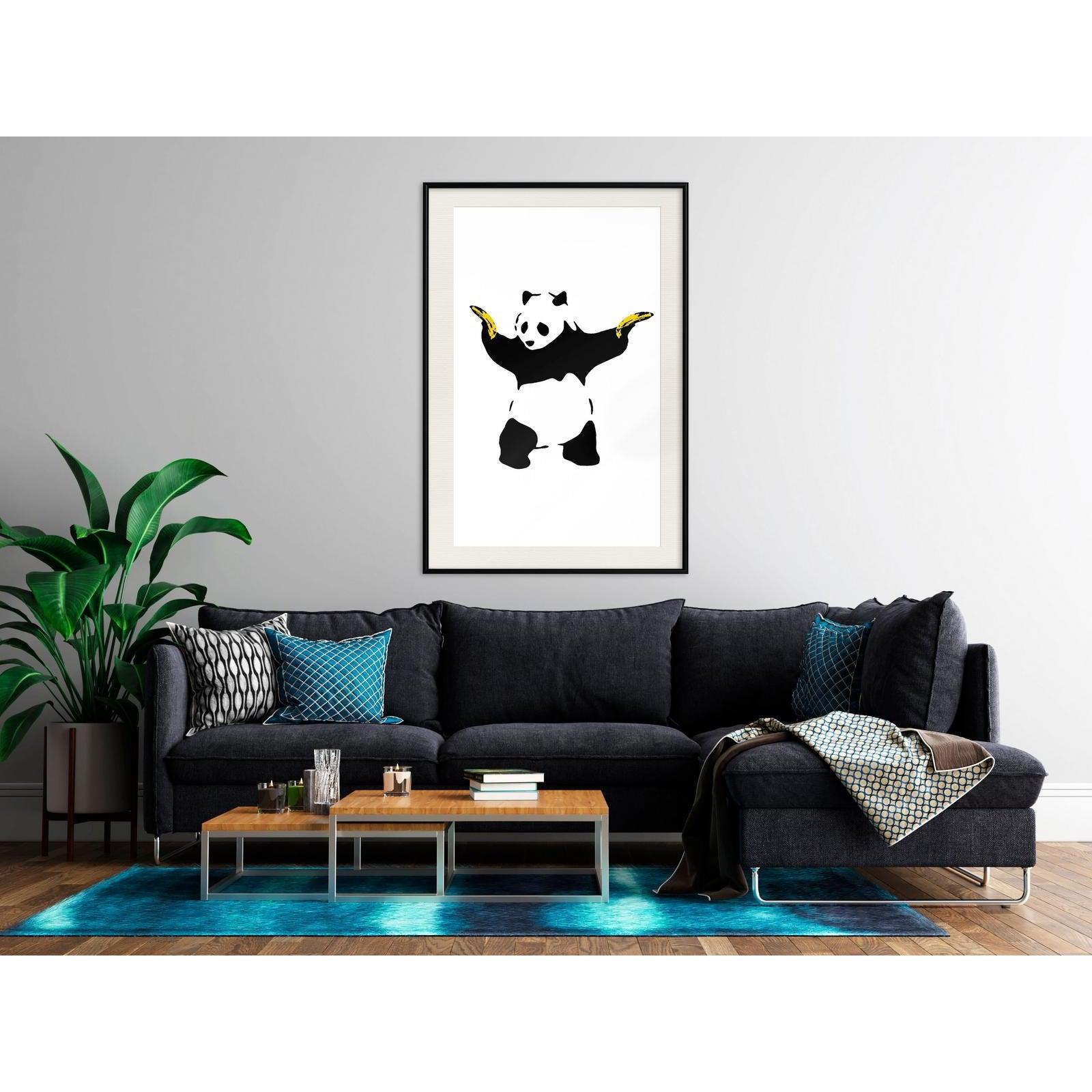Inramad Poster / Tavla - Banksy: Panda With Guns-Poster Inramad-Artgeist-peaceofhome.se