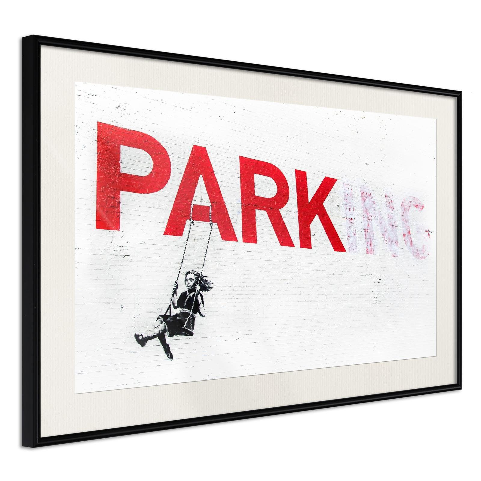 Inramad Poster / Tavla - Banksy: Park(ing)-Poster Inramad-Artgeist-30x20-Svart ram med passepartout-peaceofhome.se