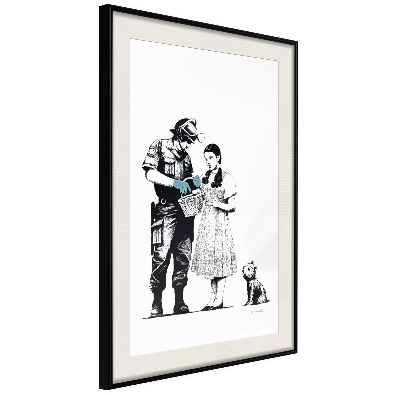 Inramad Poster / Tavla - Banksy: Stop and Search-Poster Inramad-Artgeist-20x30-Svart ram med passepartout-peaceofhome.se