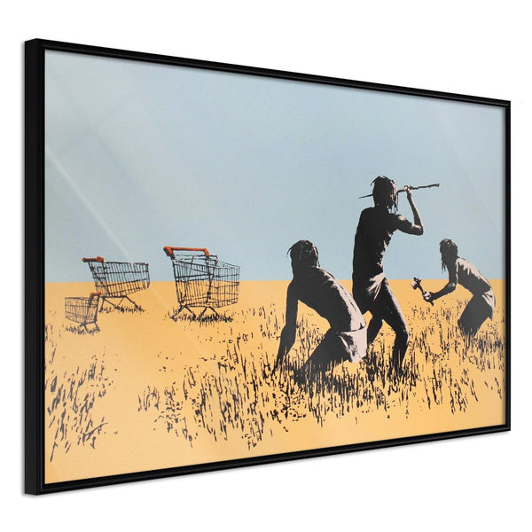 Inramad Poster / Tavla - Banksy: Trolley Hunters-Poster Inramad-Artgeist-30x20-Svart ram-peaceofhome.se