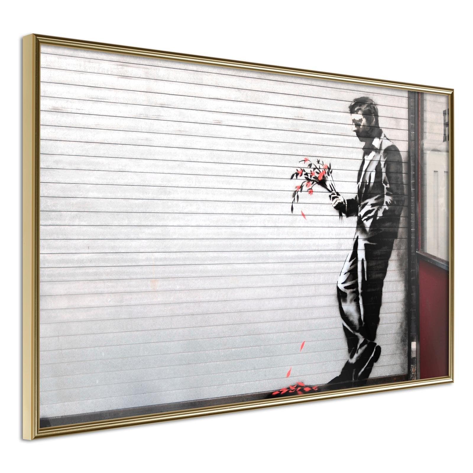 Inramad Poster / Tavla - Banksy: Waiting in Vain-Poster Inramad-Artgeist-30x20-Guldram-peaceofhome.se
