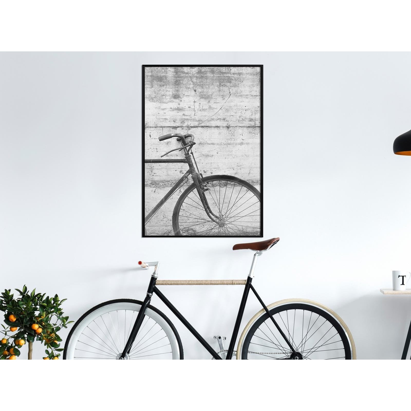 Inramad Poster / Tavla - Bicycle Leaning Against the Wall-Poster Inramad-Artgeist-peaceofhome.se