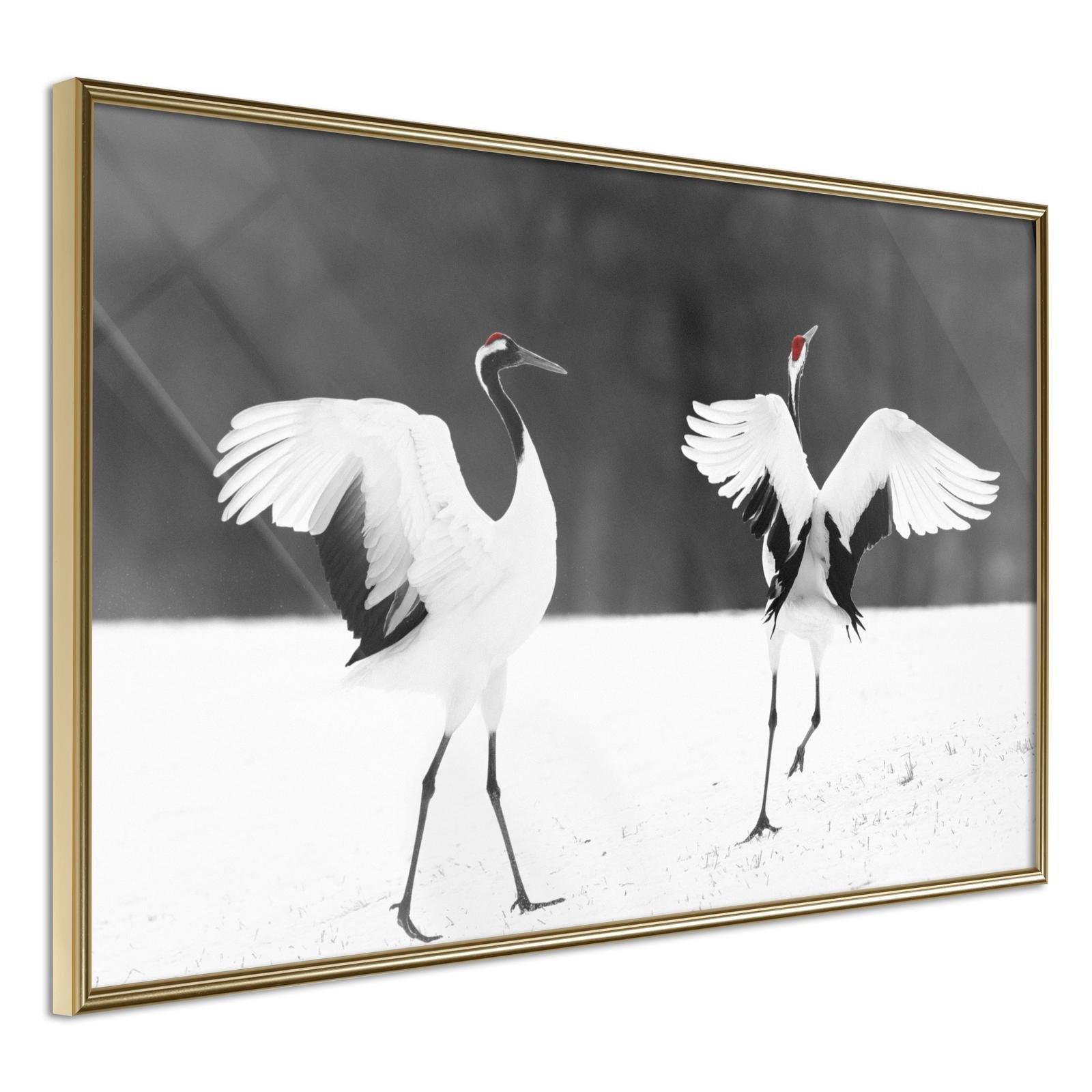 Inramad Poster / Tavla - Bird Date-Poster Inramad-Artgeist-30x20-Guldram-peaceofhome.se