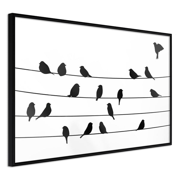 Inramad Poster / Tavla - Birds Council Meeting-Poster Inramad-Artgeist-30x20-Svart ram-peaceofhome.se