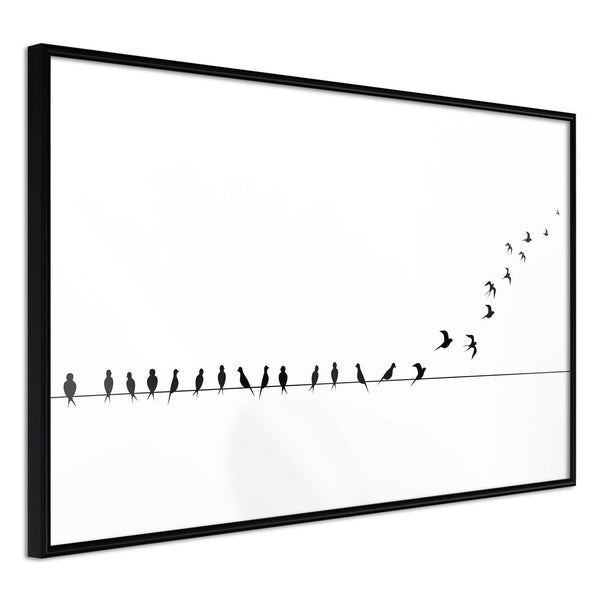 Inramad Poster / Tavla - Birds on a Wire-Poster Inramad-Artgeist-30x20-Svart ram-peaceofhome.se