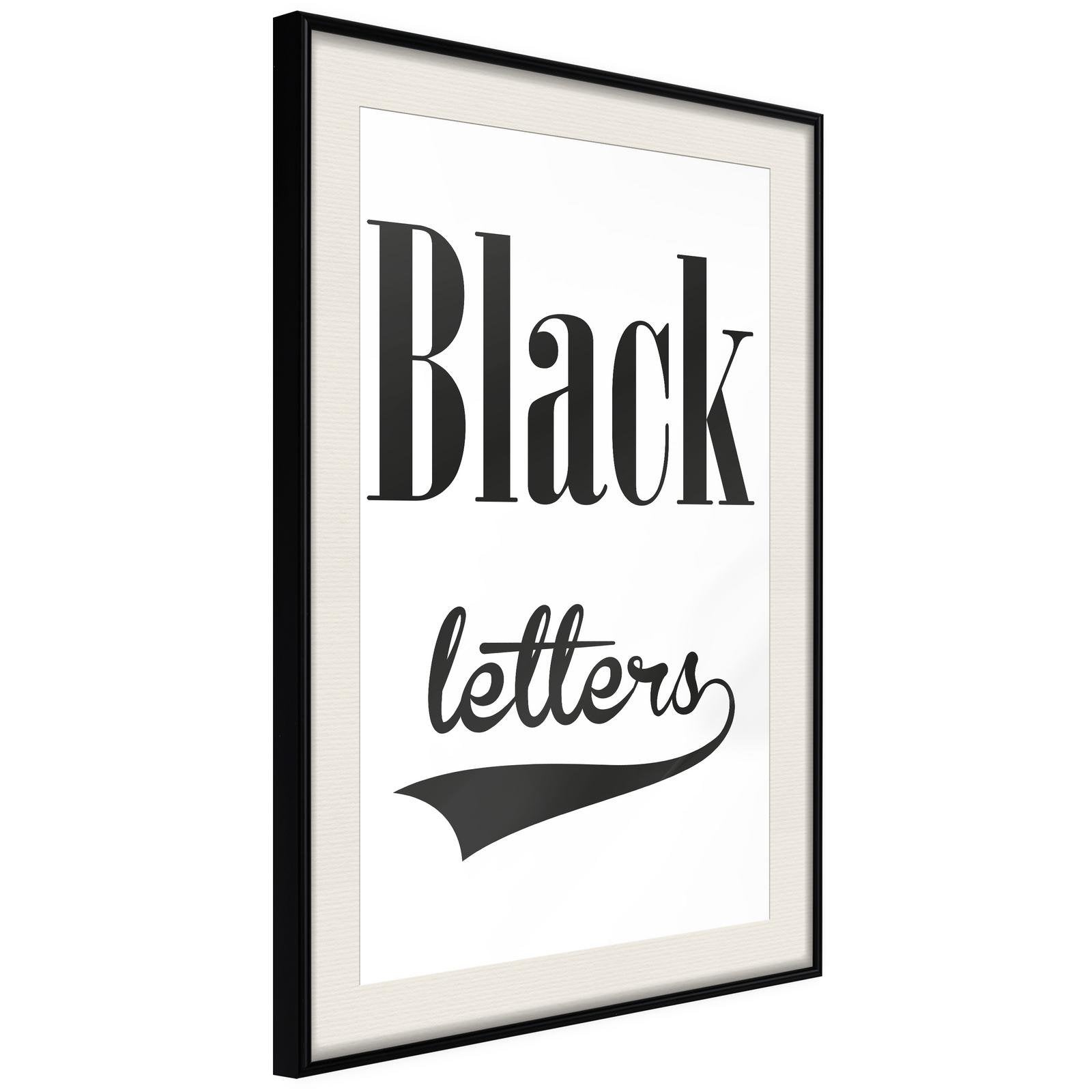 Inramad Poster / Tavla - Black Lettering-Poster Inramad-Artgeist-20x30-Svart ram med passepartout-peaceofhome.se