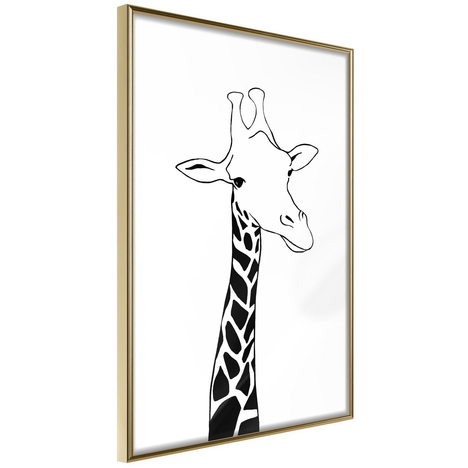 Inramad Poster / Tavla - Black and White Giraffe-Poster Inramad-Artgeist-20x30-Guldram-peaceofhome.se