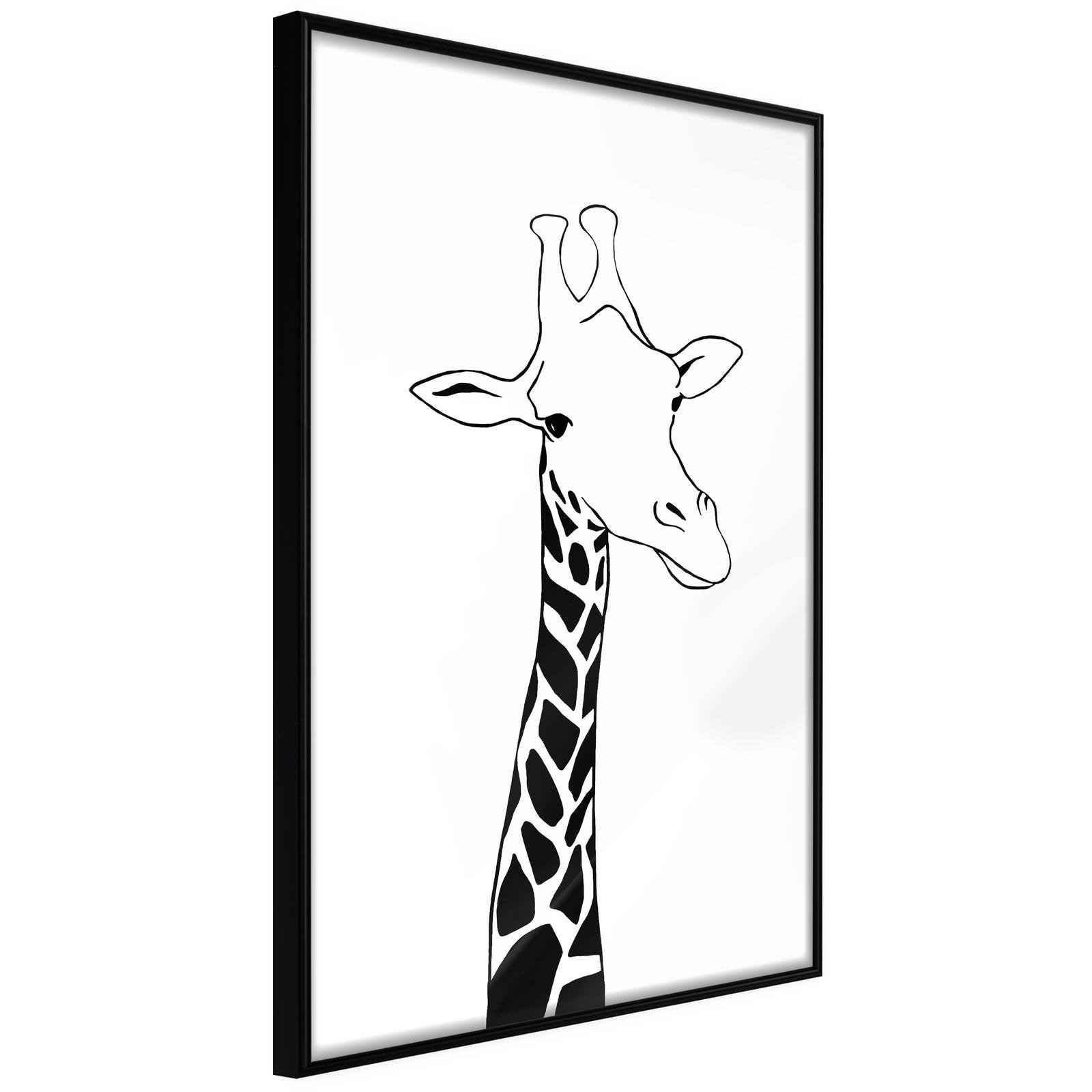 Inramad Poster / Tavla - Black and White Giraffe-Poster Inramad-Artgeist-20x30-Svart ram-peaceofhome.se